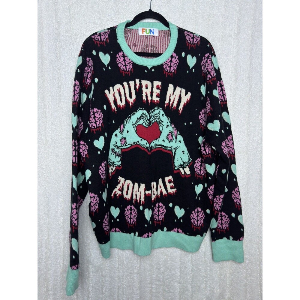 You’re My Zom-Bae Sweater XL Fun.com Gothic Zombie Dark Romance Valentine Knit